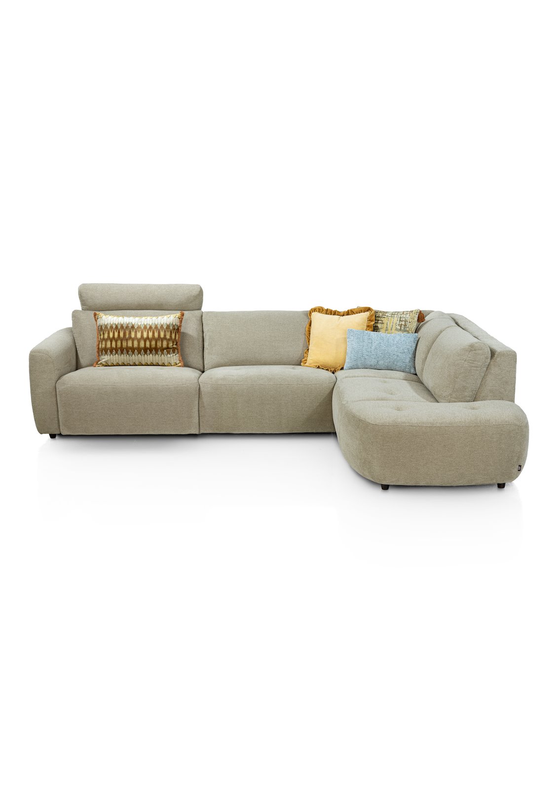 Henders & Hazel Rundecke ROCHELLE in Salbeigrün Henders & Hazel Rundecke ROCHELLE in Salbeigrün, wohnzimmersofa, ecksofa, stoffsofa, beige, polstersofa