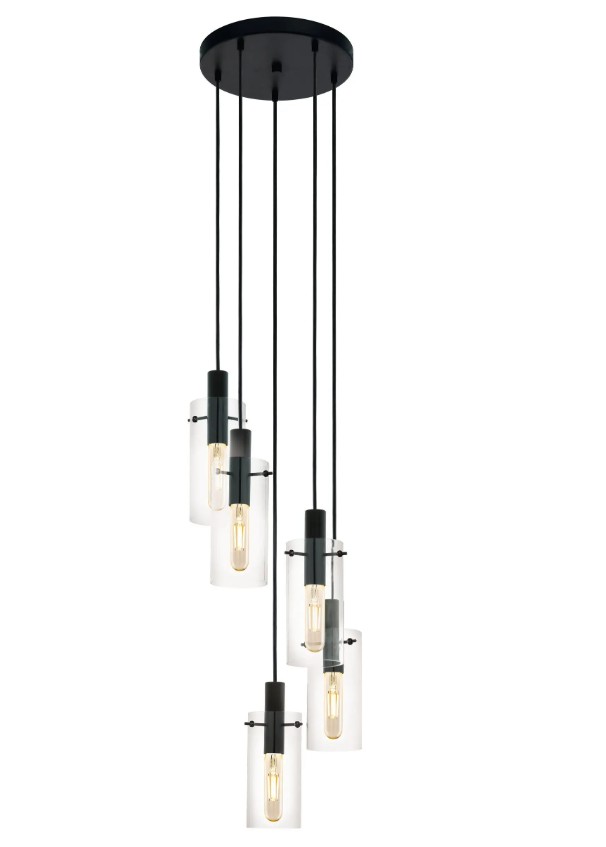 Eglo Leuchten Hängeleuchte MONTEFINO in Schwarz Eglo Leuchten Hängeleuchte MONTEFINO in Schwarz, pendant, Beleuchtung, hängendes Licht, industriell, mehrfaches Licht