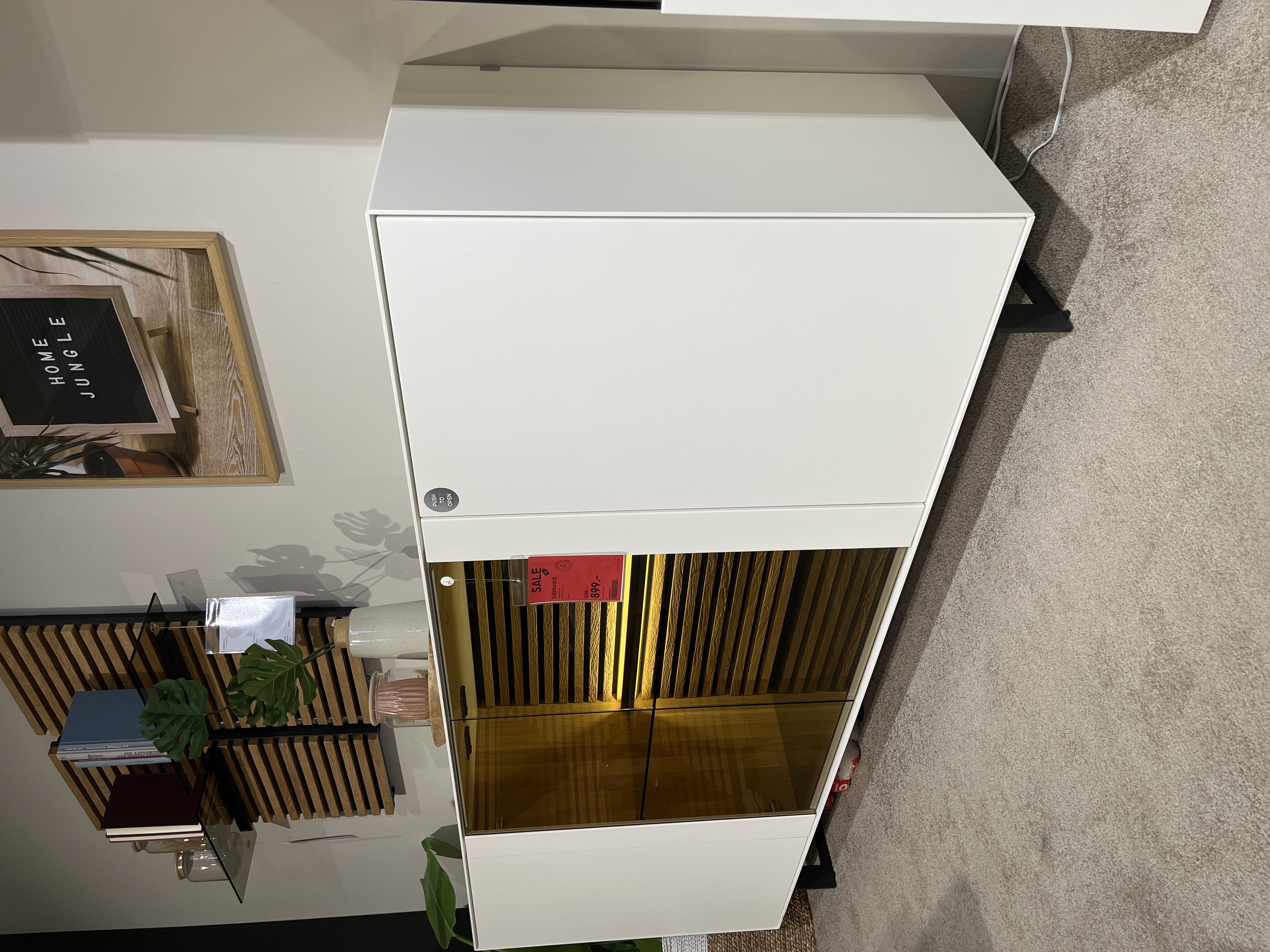 SCHÖNER WOHNEN-Kollektion Sideboard in Kerneiche natur, Sideboard, Schrank, Weiß, Glasfront, Lattendürki