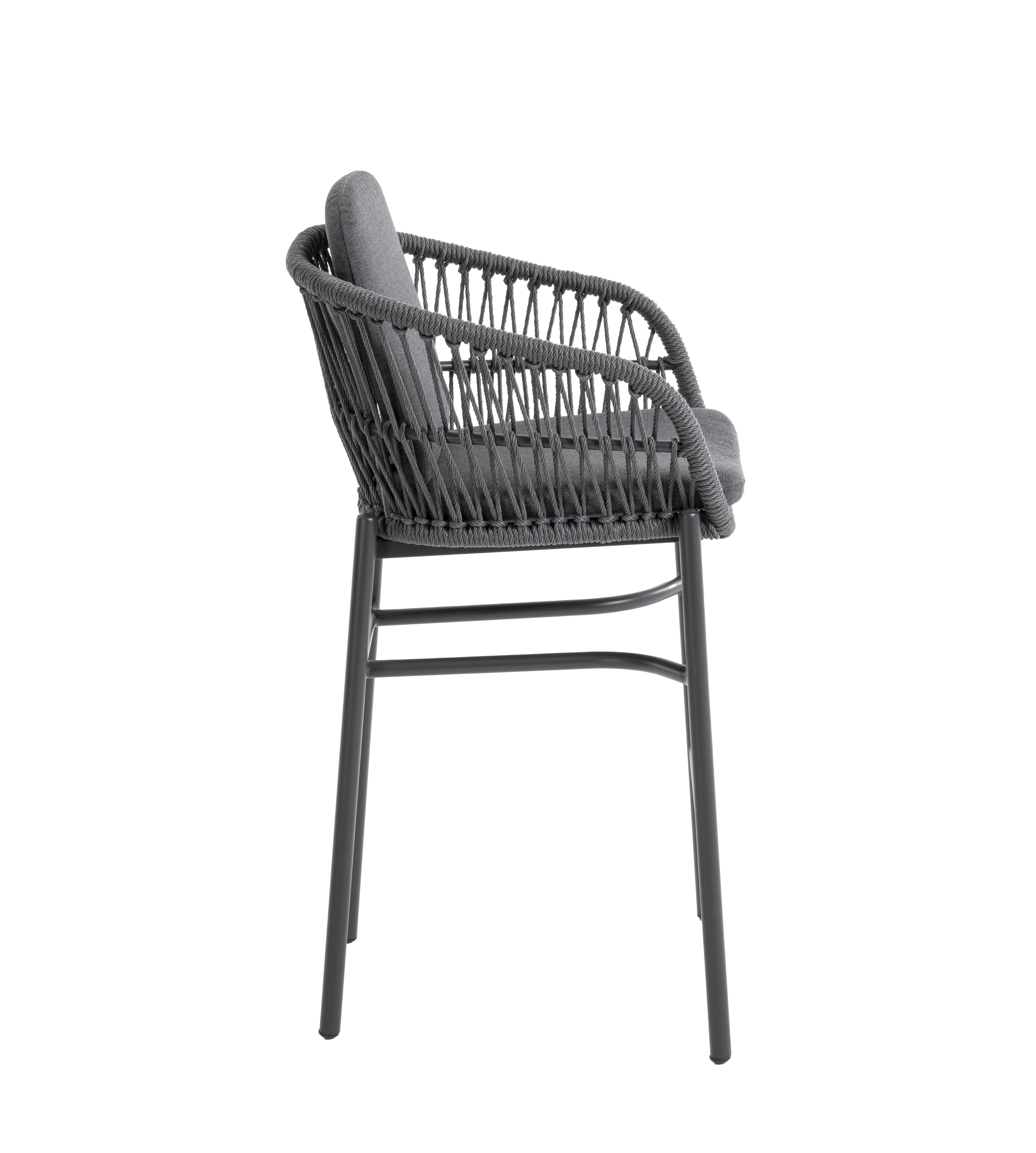 L.C. Wholesaler Barstuhl BARI ca. B60 H108,5 T63 cm in Rope Farbe dunkelgrau