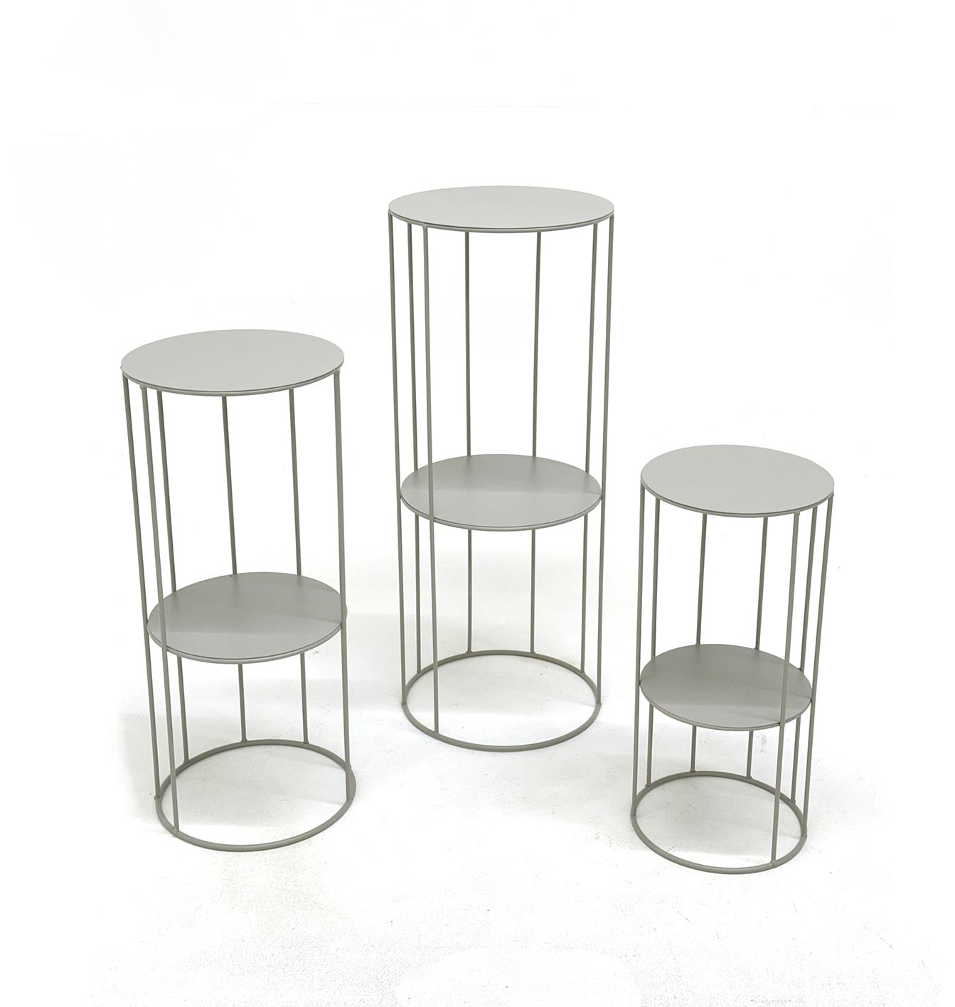 Blumensäule 3er-Set ENNO ca.D21/25/28 H45/57/70 cm in Platten Metall sandgrau