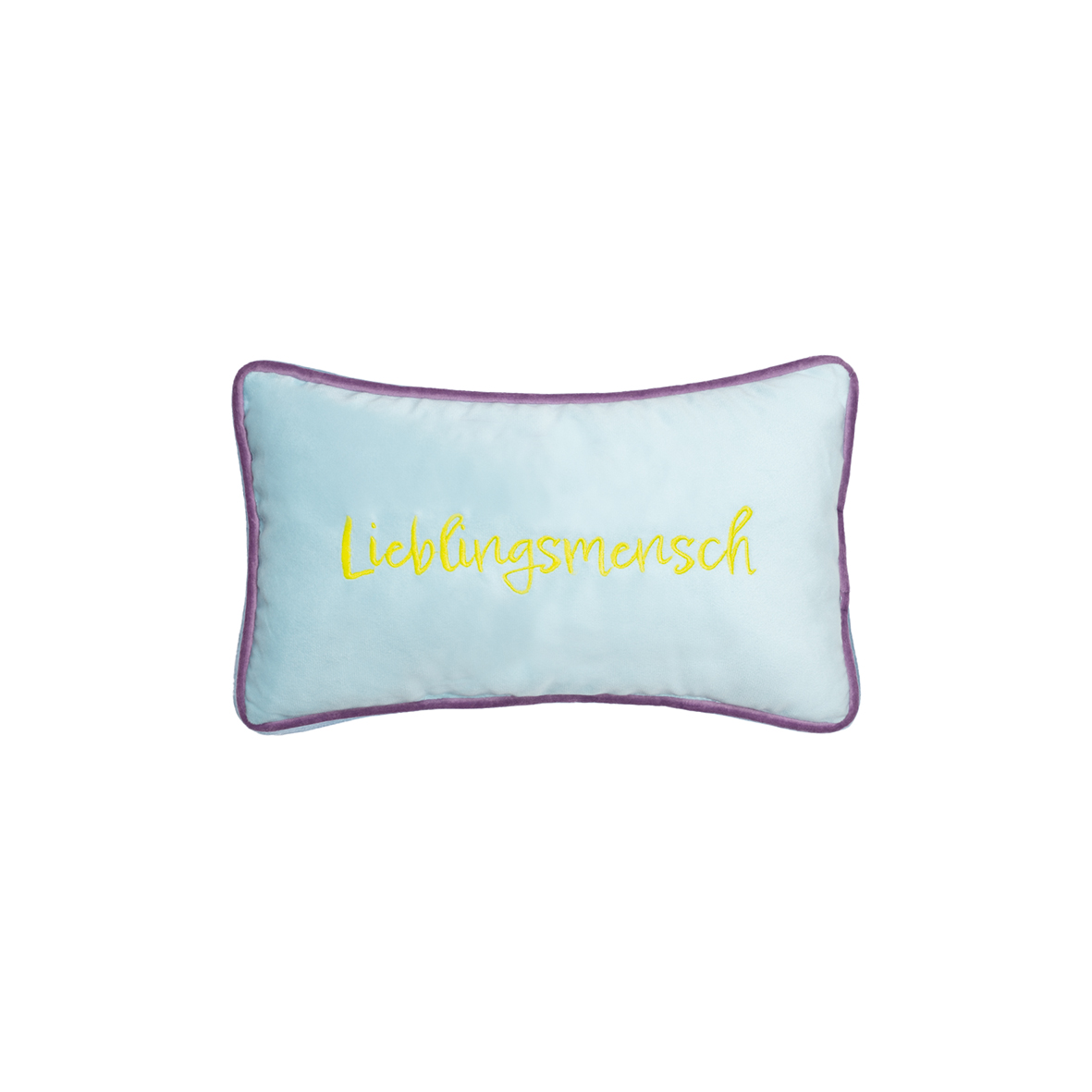 Pad Kissen PETITE ca. 18x32cm in Farbe blue Pad Kissen PETITE ca. 18x32cm in Farbe blue, Kissen, Slogan, Samt, Umrandung, Text