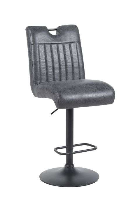 Hela Barhocker MAJA H ca. B45,5 T63 cm in Stoff Vintage Anthrazit 46, Barhocker, Kopfstütze, Sitzhöhe verstellbar, Stahlfuß, Plastiksitz