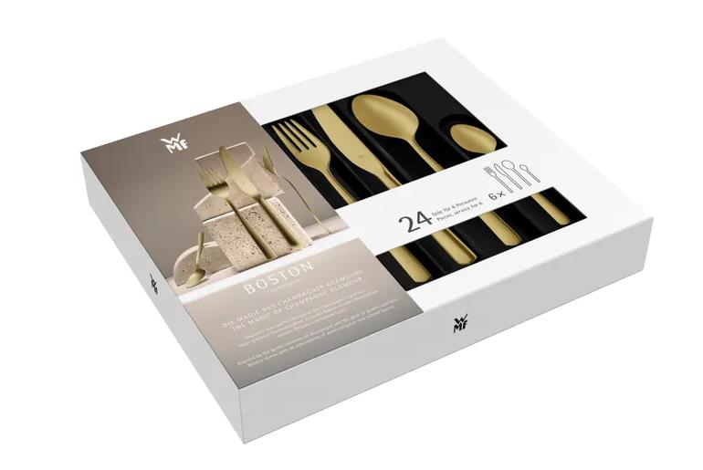 WMF Besteckset 24-tlg. BOSTON in champagner gold, Besteck, Löffel, Gabel, Werbung, Plakat