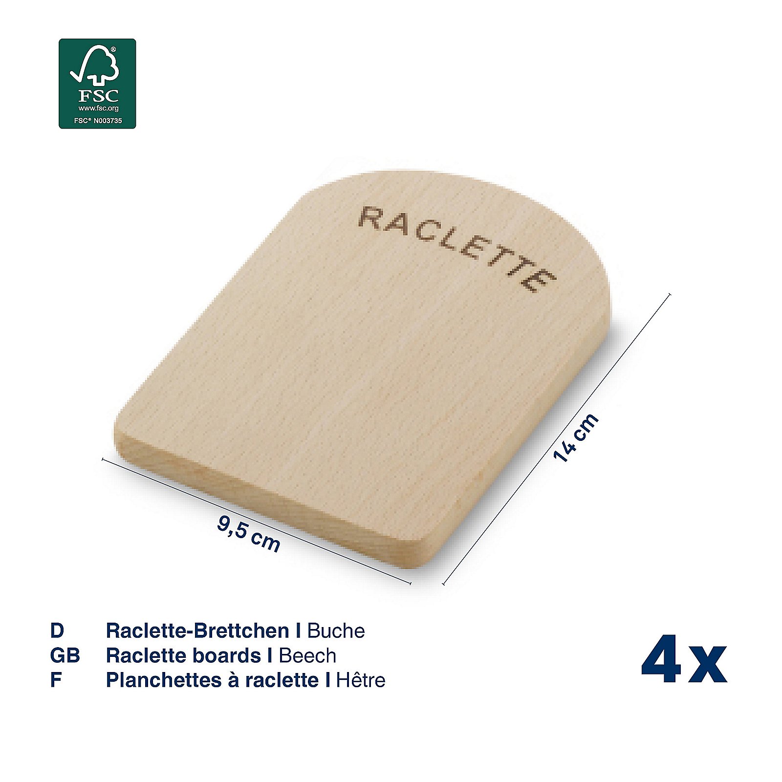 Kela Raclette-Brettchen BAAR in Farbe hellbraun