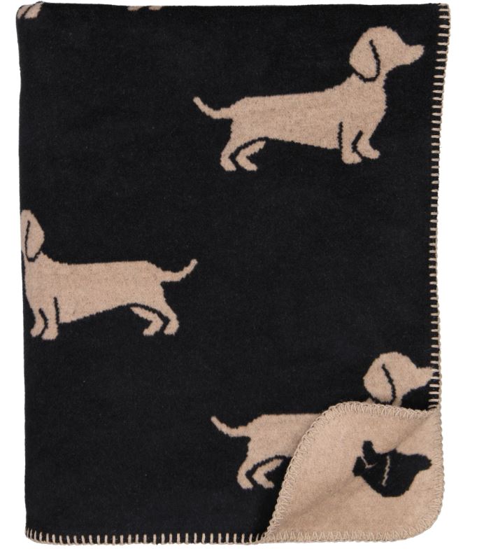 Cawö Wohndecke WE LOVE DOGS WOHNDECKE 150x200cm in Farbe schwarz/beige, Dekoration für Zuhause, Teppich