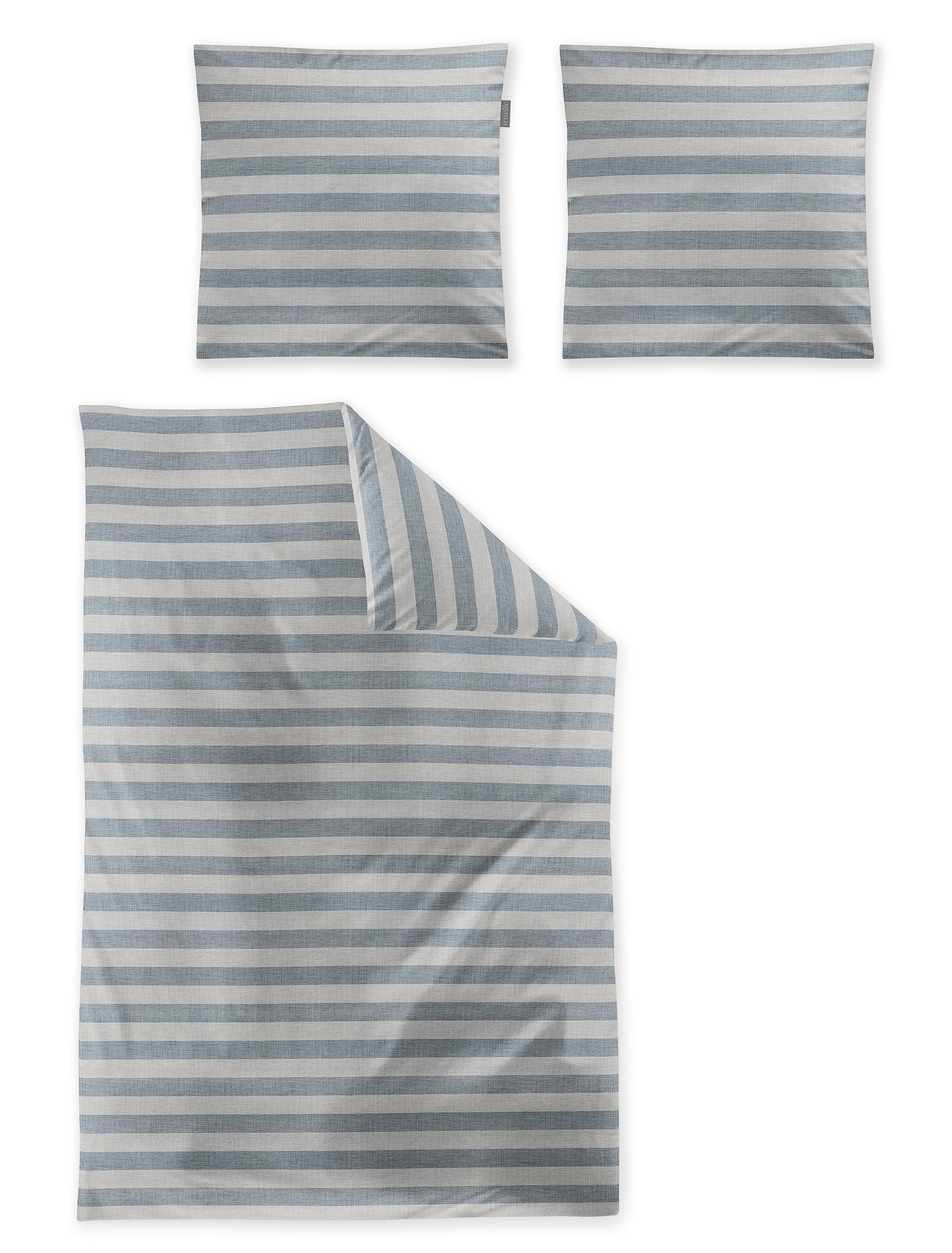 Irisette Mako-Satin Bettwäsche WAVE-HK ca. 135x200cm in Farbe blau, Dekoration für Zuhause, Kissen, Serviette