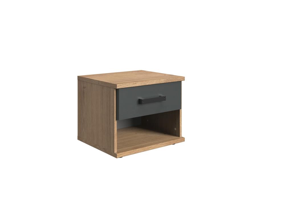 Wimex Nachtschrank Liverpool 697, ca. 46 x 38 x 40 cm in Plankeneiche Nachbildung/Abs. graphit