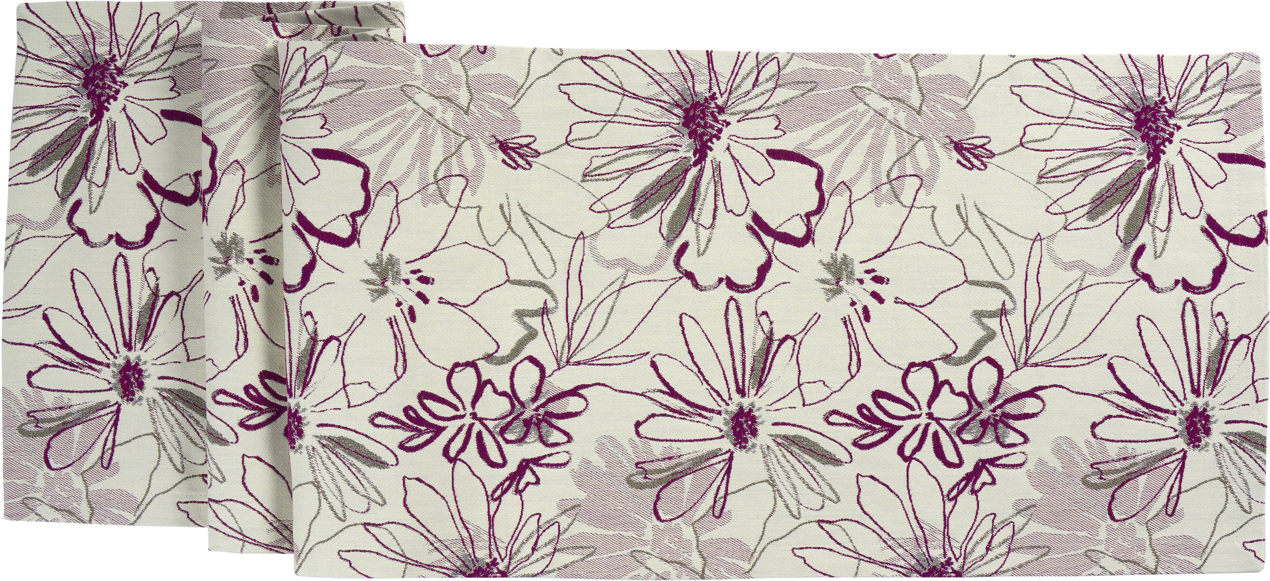 Sander Tischläufer BLOOM ca. 40x150cm in Farbe red plum, Blumenmuster, Textil, Stoff, Floral-Design, Farbton-Lila