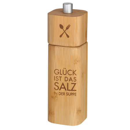 Salzmühle Glück ist das Salz in der Suppe, Holz, Salzstreuer, Salz, Küchenzubehör, Spender