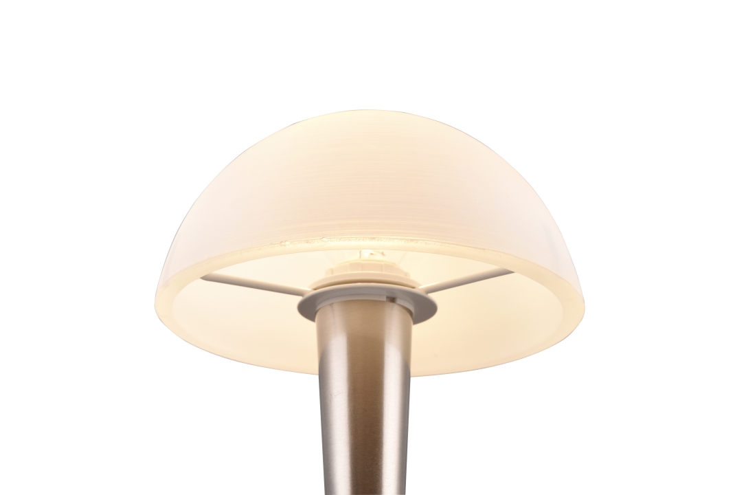 Reality LED-Tischleuchte CANARIA 1-flammig in Farbe Nickel matt, Glas weiß gewischt Reality Leuchten LED-Tischleuchte CANARIA in Nickel matt, Glas weiß gewischt