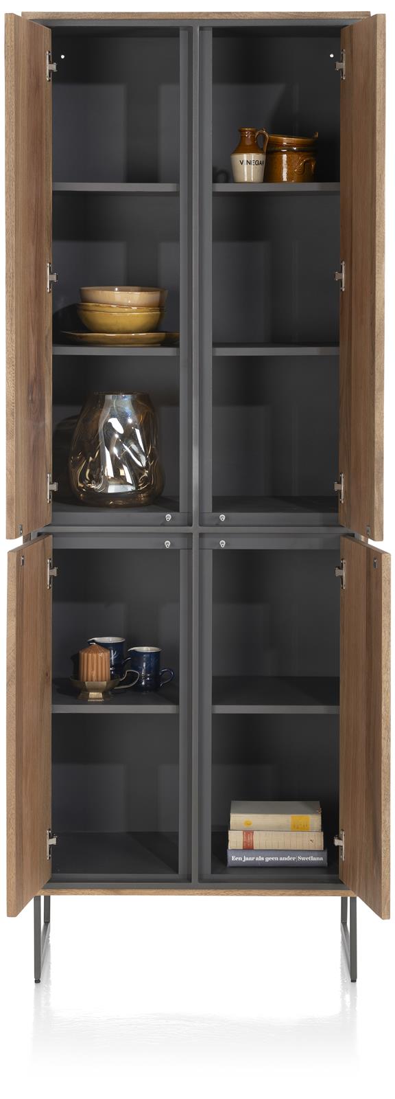 Henders & Hazel Schrank TRAPANI ca. B75 H210 T42 cm in Mango furniert smoked lack., Schrank, Vitrine, Glasfront, Holzoptik, Regal mit Türen