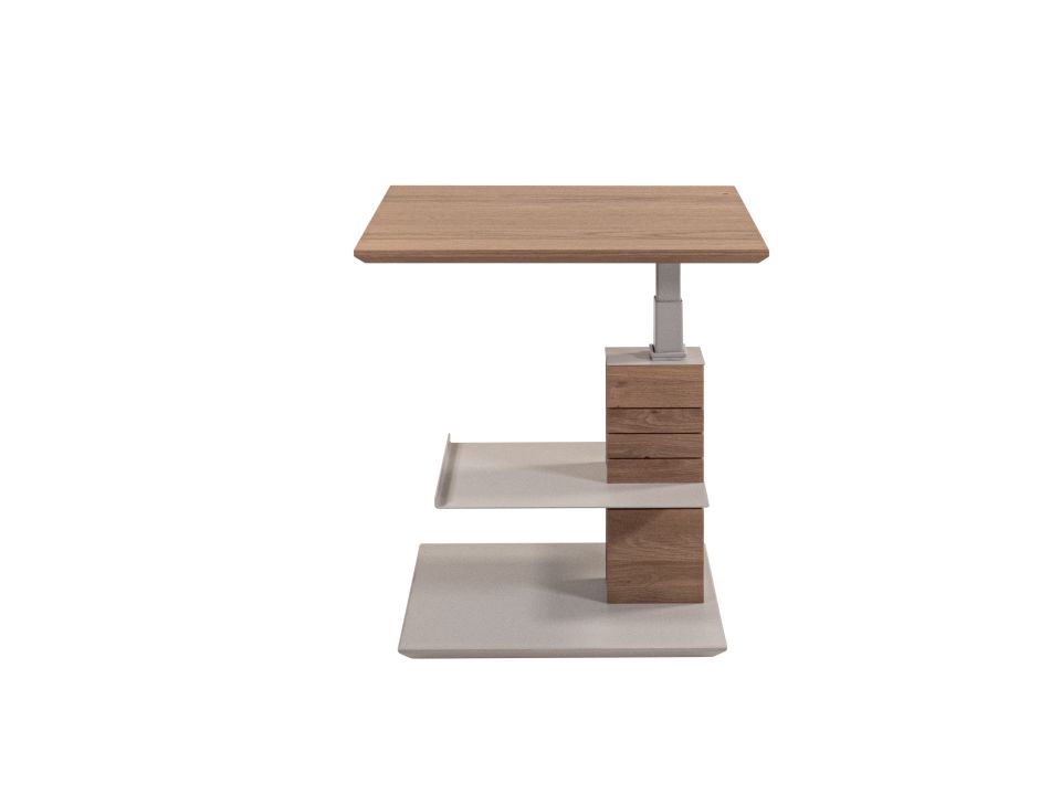 Couchtisch 5643-WEI-SGR in Platte Wildeiche furniert, Schreibtisch, Holz, Metallstahl, Kleiner Tisch, Kombination