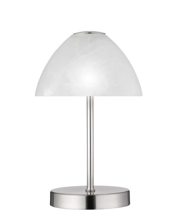 Reality Leuchten LED-Tischleuchte QUEEN in Nickel matt, Glas alabasterfarbig