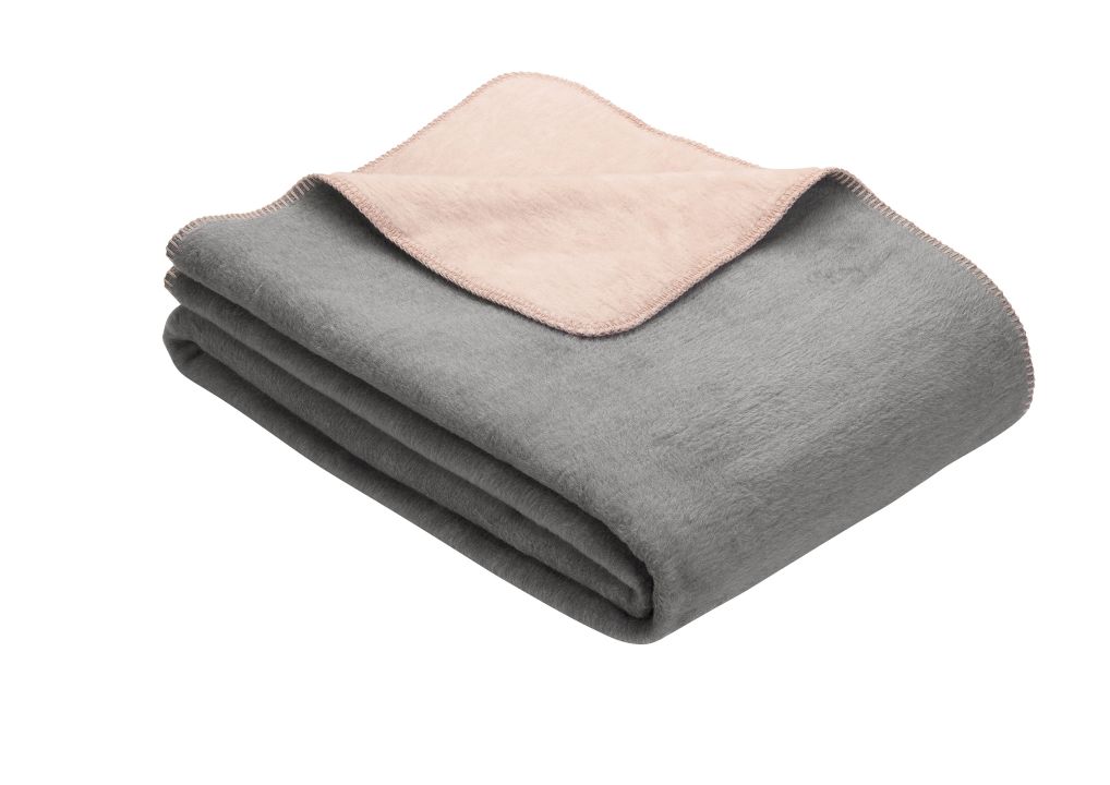 Uni Decke Doubleface Dublin DUBLIN in Rosa / Pink Ibena Uni-Decke-Doubleface DUBLIN 150x200cm in Farbe rosa/grau