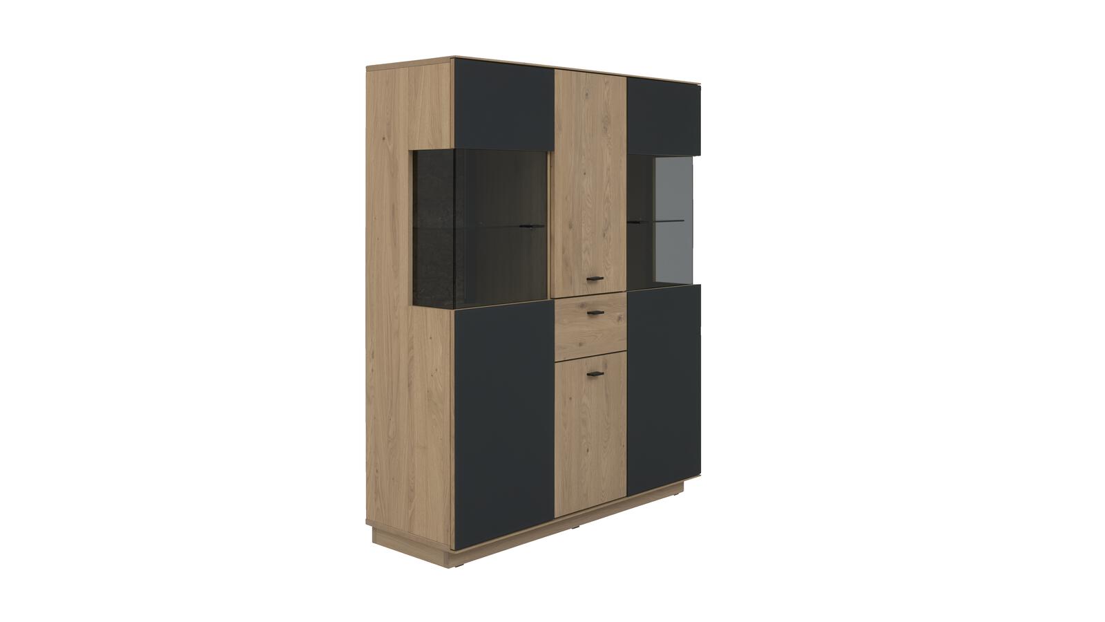 Interliving Highboard IL 2025 in Front Wildeiche massiv, Korpus Wildeiche furniert Interliving Highboard IL 2025 in Front Wildeiche massiv, Korpus Wildeiche furniert