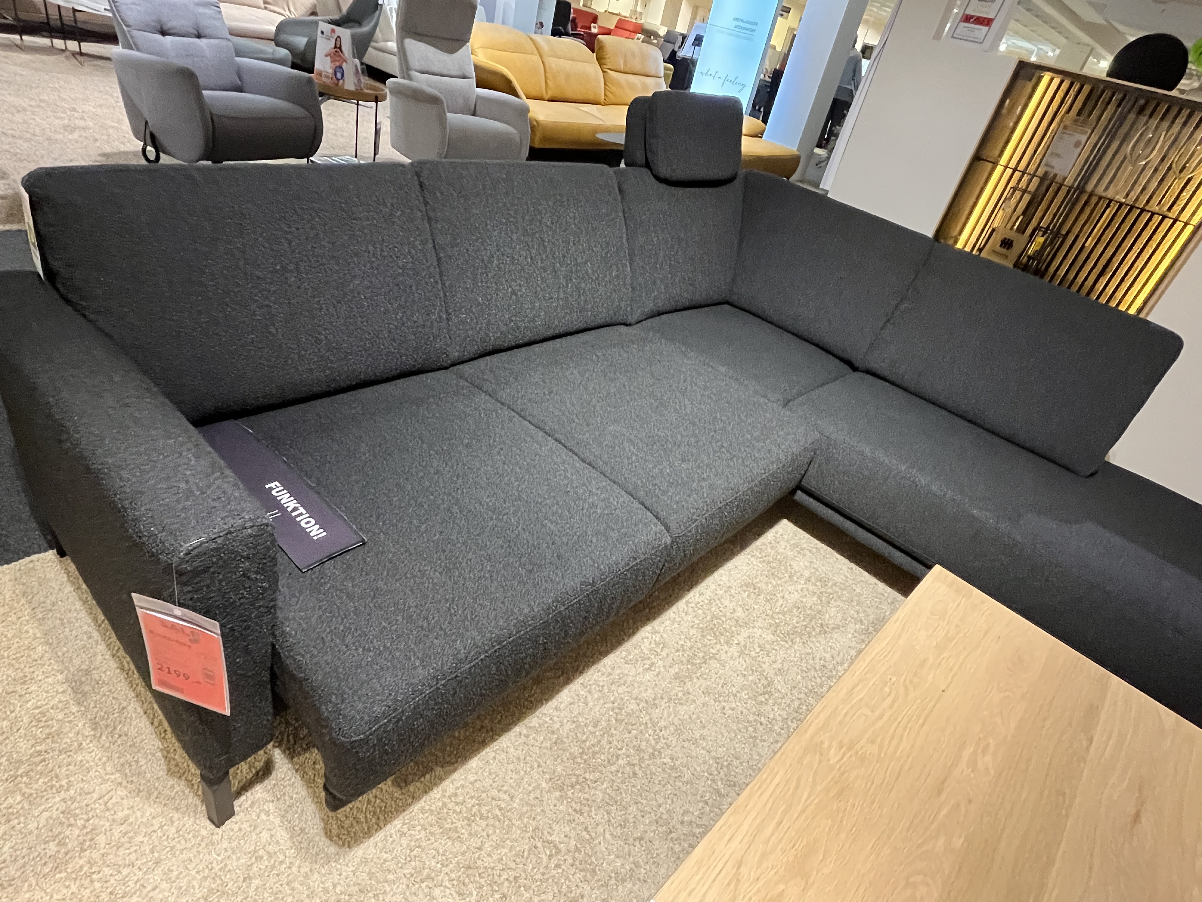 Musterring Polsterecke MR 385 ca. 210 x 230 cm in Stoff Loop black , Moebel, Couch, Person