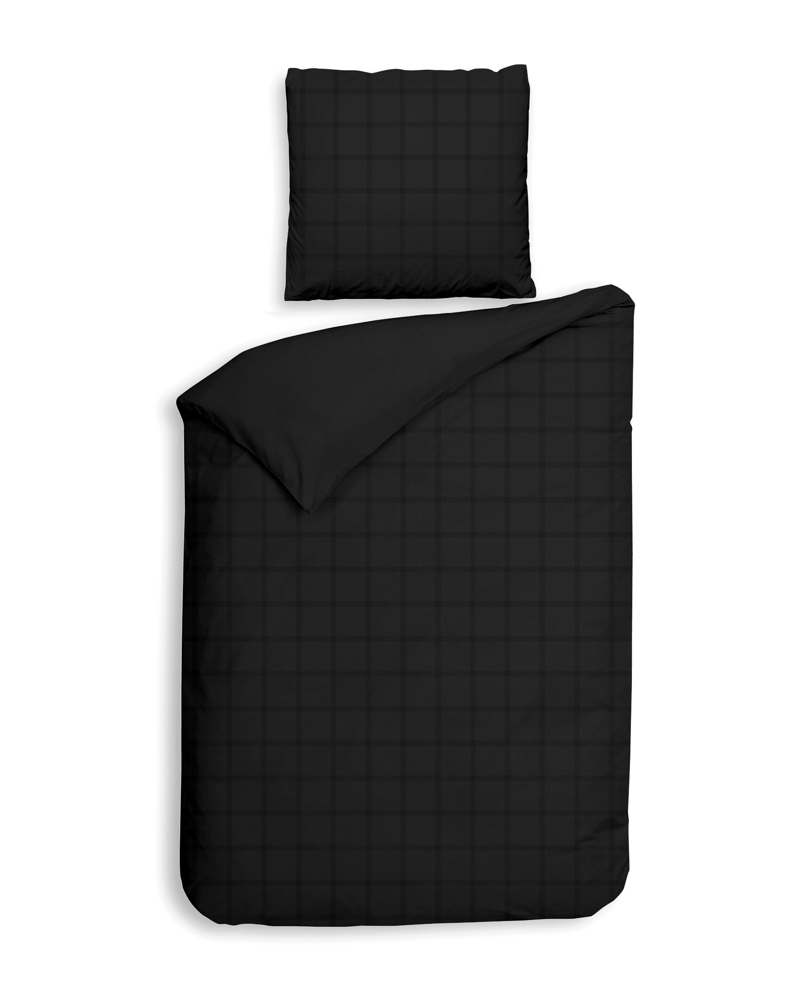 Bettwäsche Diamante 135x200cm DIAMANTE in Schwarz, Betttuch, Bettbezug, Karo, Schwarz, Doppelbettwäsche