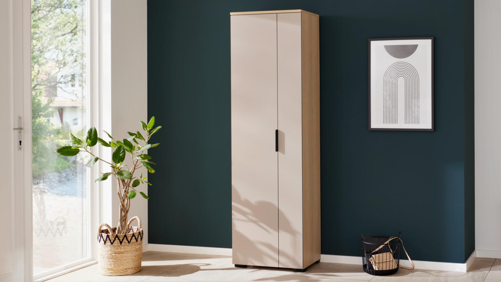 Interliving Kleiderschrank IL6015 ca.B60 H200 T38 cm in Front 65 Steingrau dekor Interliving Kleiderschrank IL6015 ca.B60 H200 T38 cm in Front 65 Steingrau dekor, Kleiderschrank, Schrank, Holzoptik, Doppeltür, Wohnzimmer