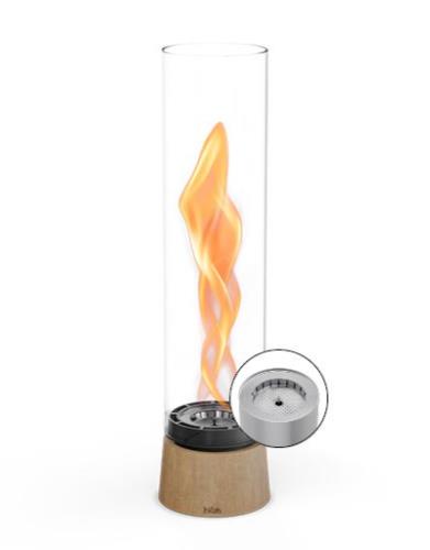 Tischfeuer SPIN air 1200 in Emaille Eiche H54cm, Gasfeuer, Flamme, Ethanal Brenner, Tischheizung, Glasschirm