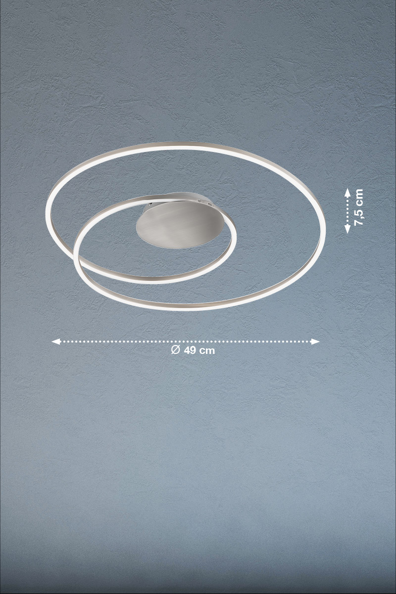 Fischer & Honsel LED-Deckenleuchte HOLY 1-flammig in Farbe Nickel matt, LED-Deckenleuchte, Rund, Metall, Kreisring, Dimmbar?