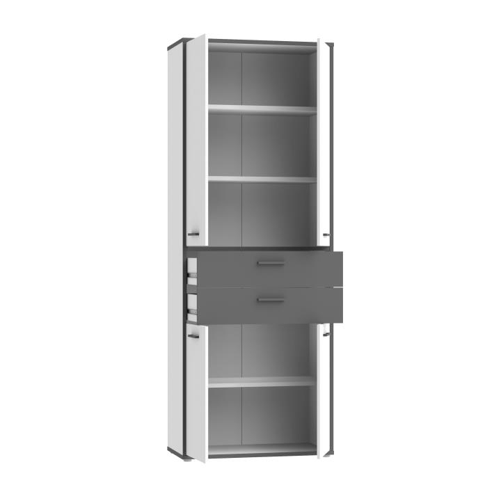 Forte Aktenschrank Keflavik in weiß / Absatz Wolfram grau