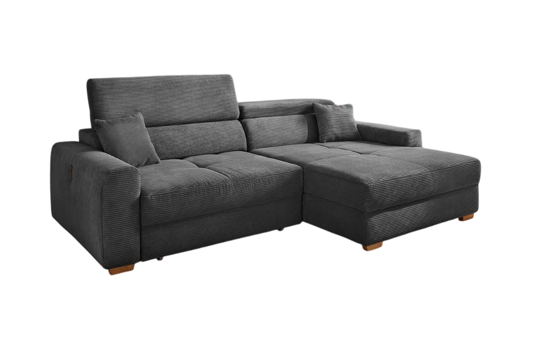 JOB Wohnlandschaft SLIDER ca. 277x187cm in Stoff Cord grau, Moebel, Couch