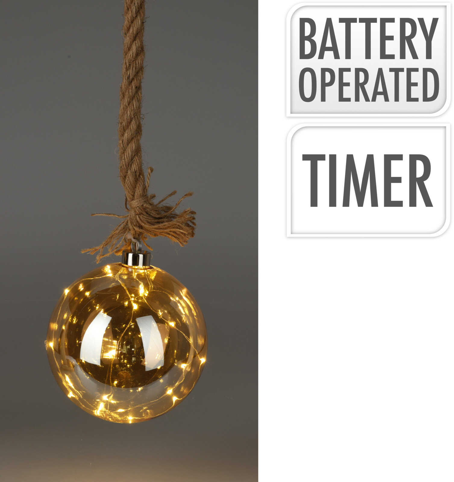 Hängedeko Kugel mit LED 15 cm Hängedeko Kugel mit LED 15 cm, Zubehor, Gold