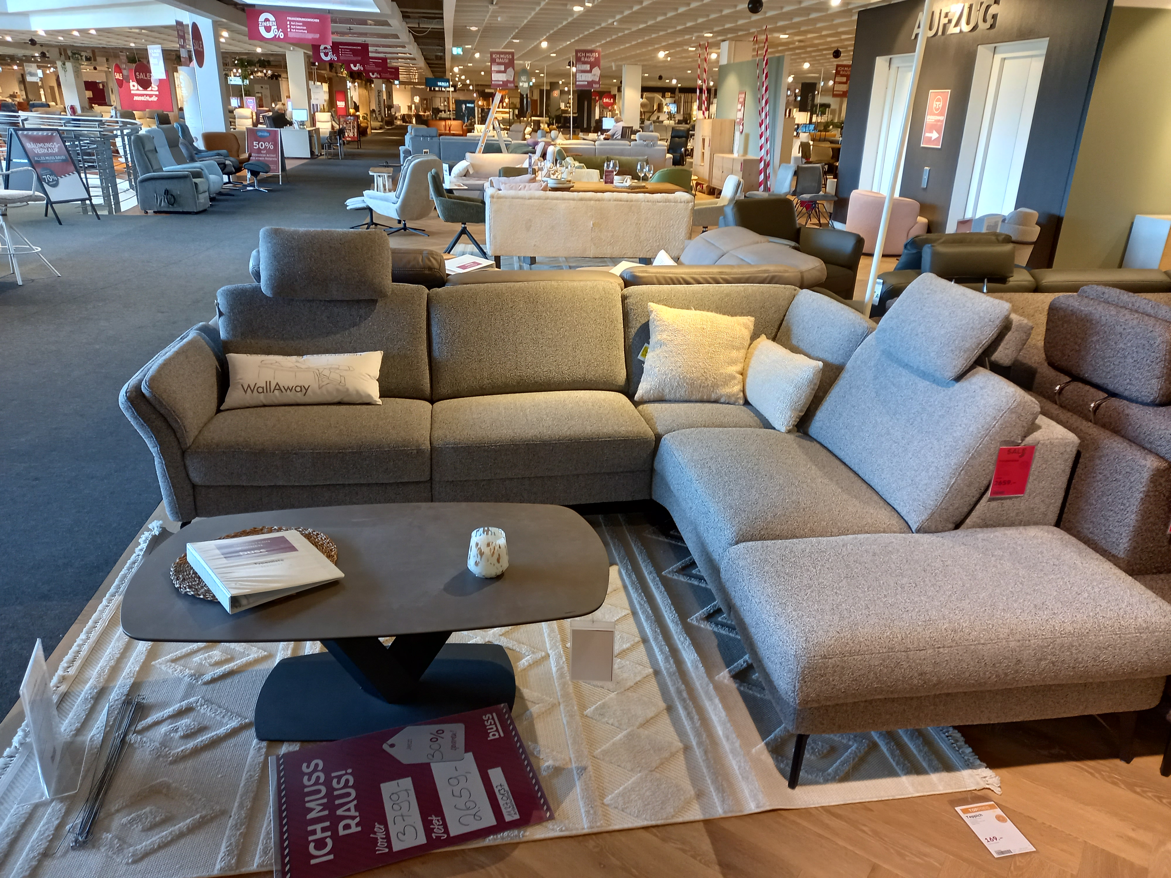 Modulmaster Polsterecke MM-ZE1200 in Stoff Beat grey, Sofa-Set, Sofagruppe, Wohnzimmersofa, Grau Stoff, Sofa aus Stoff