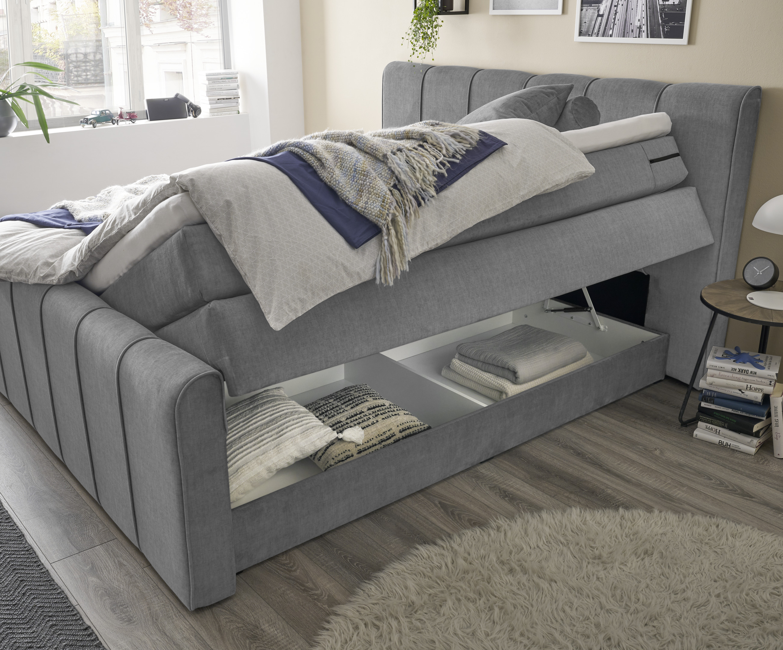 Set One by Musterring Boxspringbett Fairfield ca. 180x200cm Grau Set One by Musterring Boxspringbett FAIRFIELD ca. 180x200cm in Stoff Vogue grey