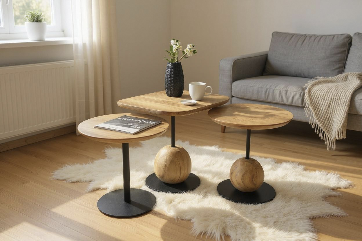 Beistelltisch RIVERA in , Beistelltisch, rund, Holz, Metall, Wohnzimmer