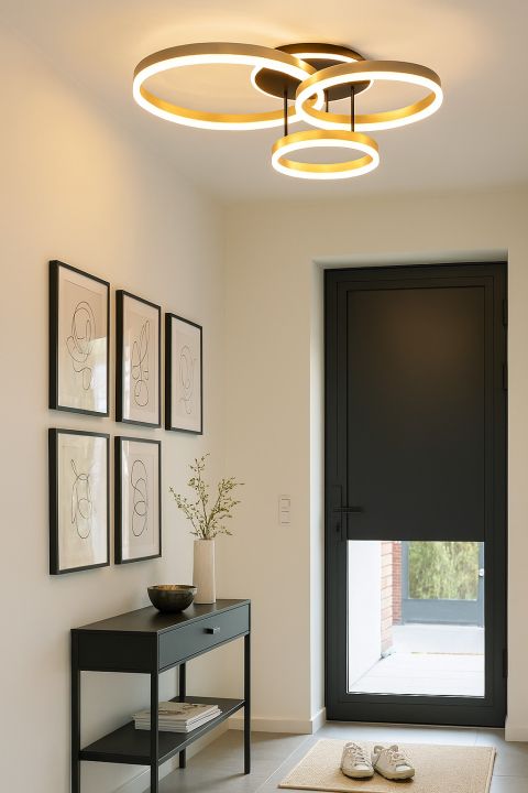 Global Technics LED-Deckenleuchte SCHENNA 1-flammig in Farbe schwarz+gold, deckenleuchte, rundlich, led-leuchte, wohnzimmer, eingangsbereich