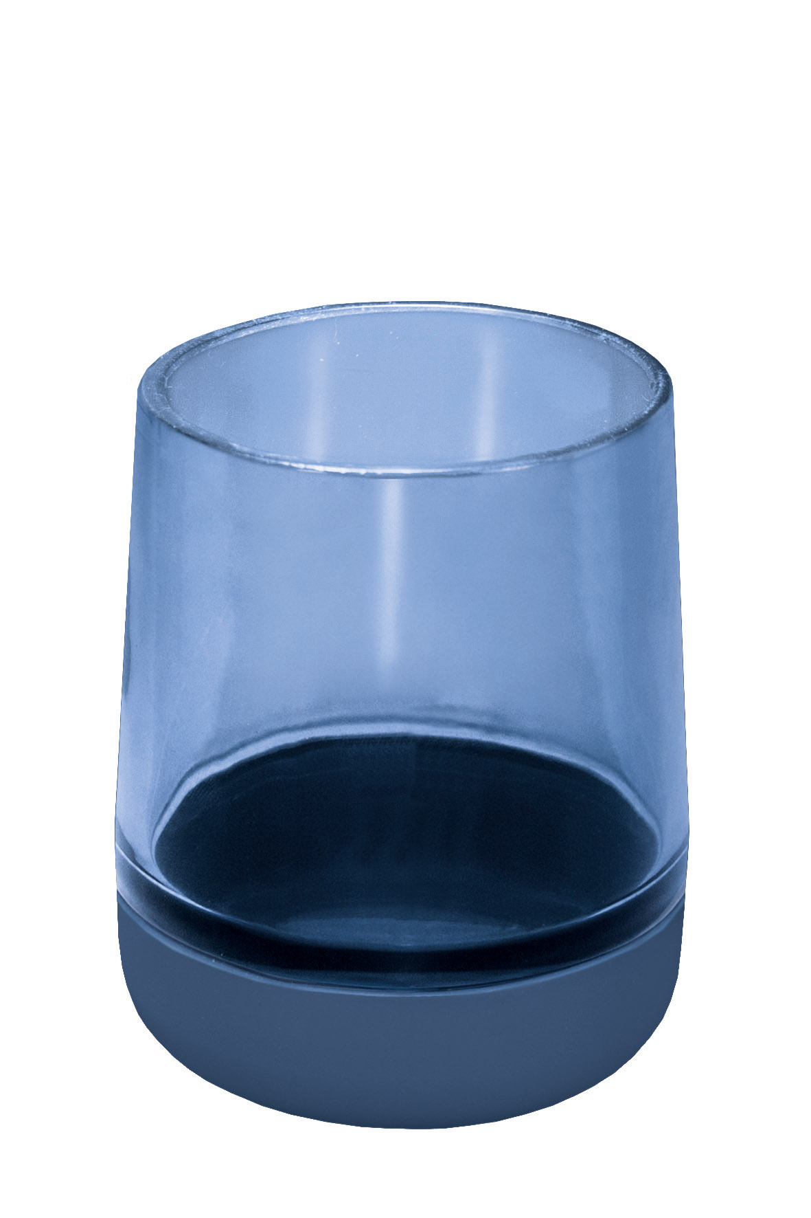 Kleine Wolke Zahnputzbecher BELLY ca. 8,4x8,4cm in Farbe Mare, Glas, Becher, Transparentes Glas, Blau, Basis-Beverage-Glas