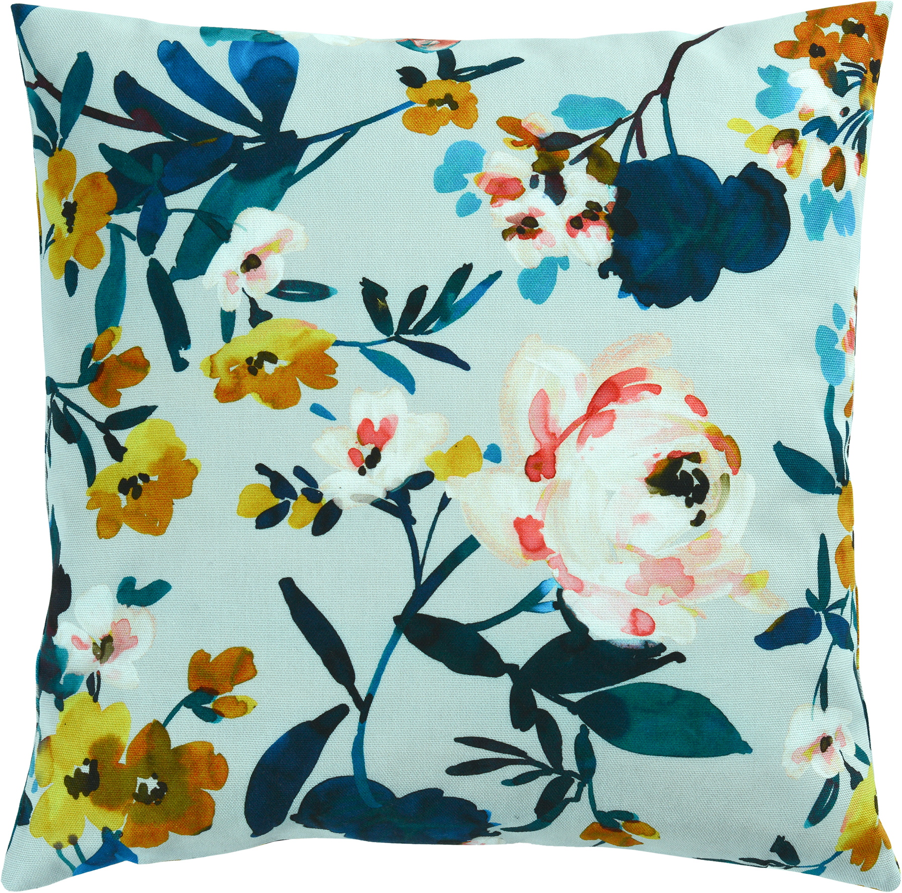 Sander Kissenhülle LA ROSA ca. 50x50cm in Farbe aqua, Kissen, Kissenbezug, Blumenmuster, Floral, Stoffkissen
