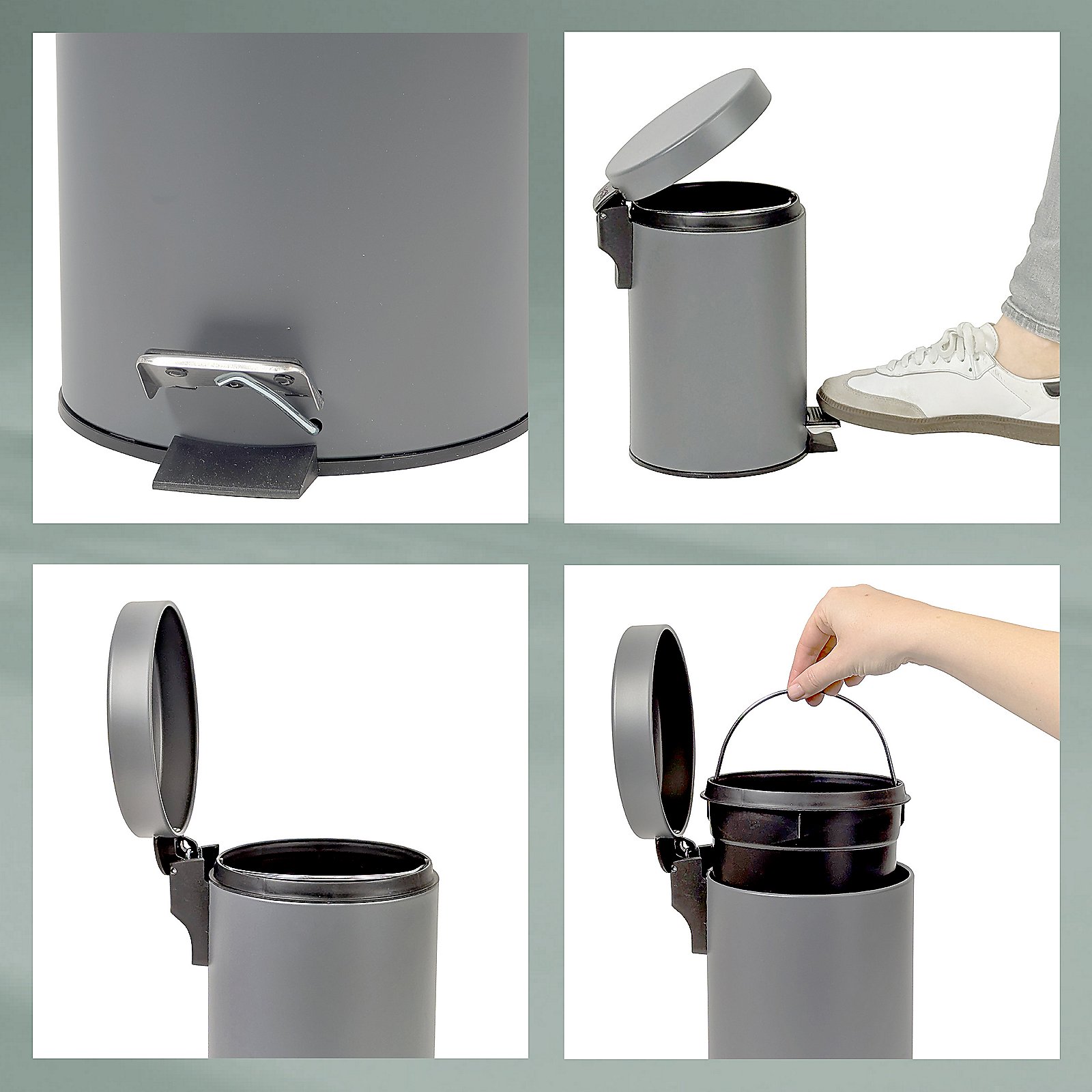 Kela Kosmetikeimer Monaco ROSE in Metall hellgrau, Person, Zinn