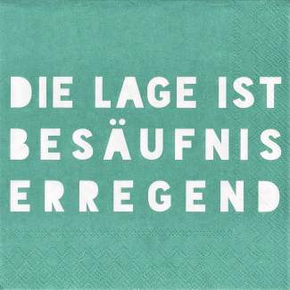 Cocktailserviette DIE LAGE IST BESÄUFNISERREGEND in Die Lage ist Besäufniserregend, poster, text auf schöner grün, quote, typografischer print, deutsch