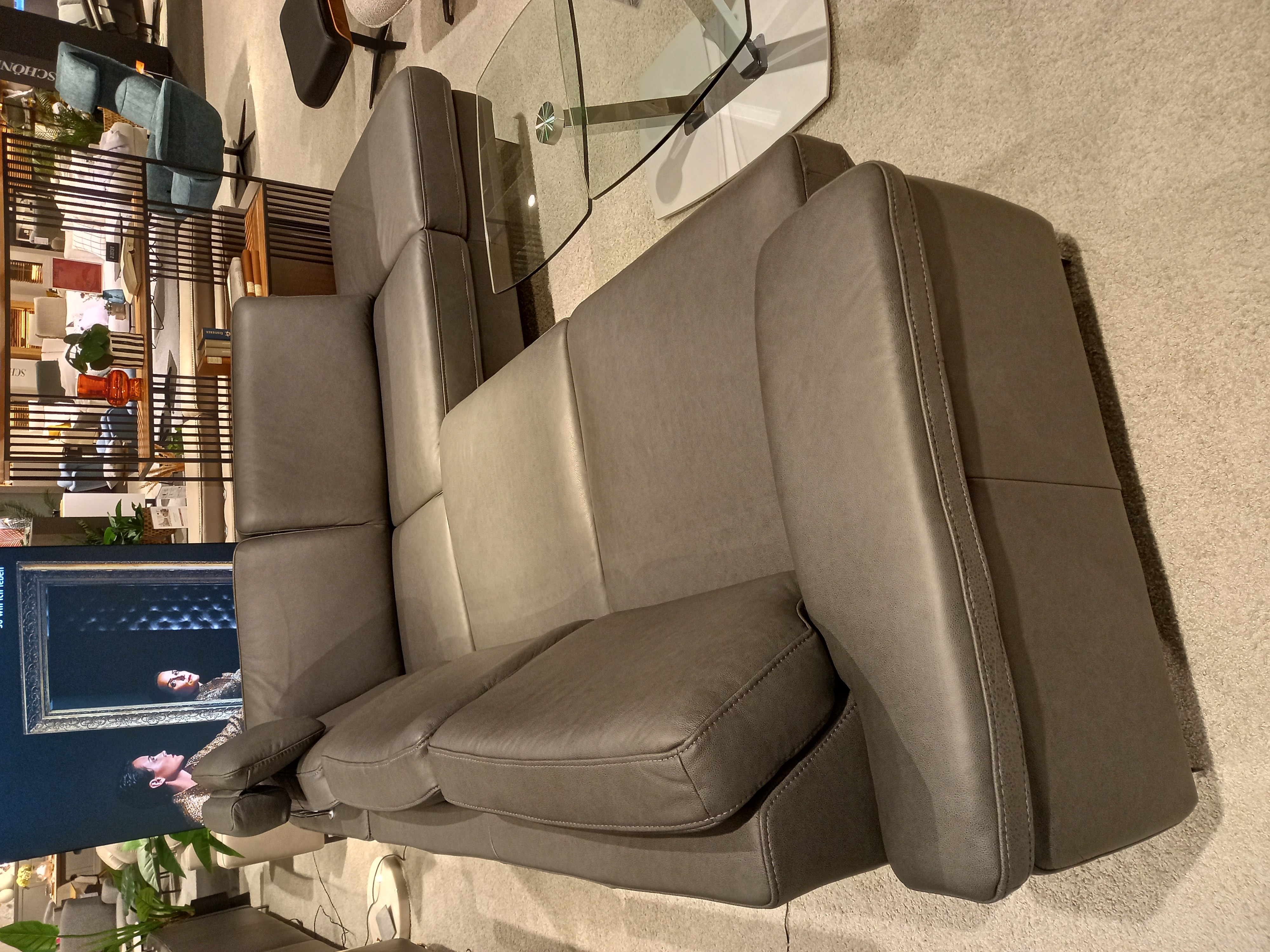 Hukla Rundecke VS-HU1064 in Leder Rodeo charcoal PG60, Moebel, Couch, Stuhl, Sessel