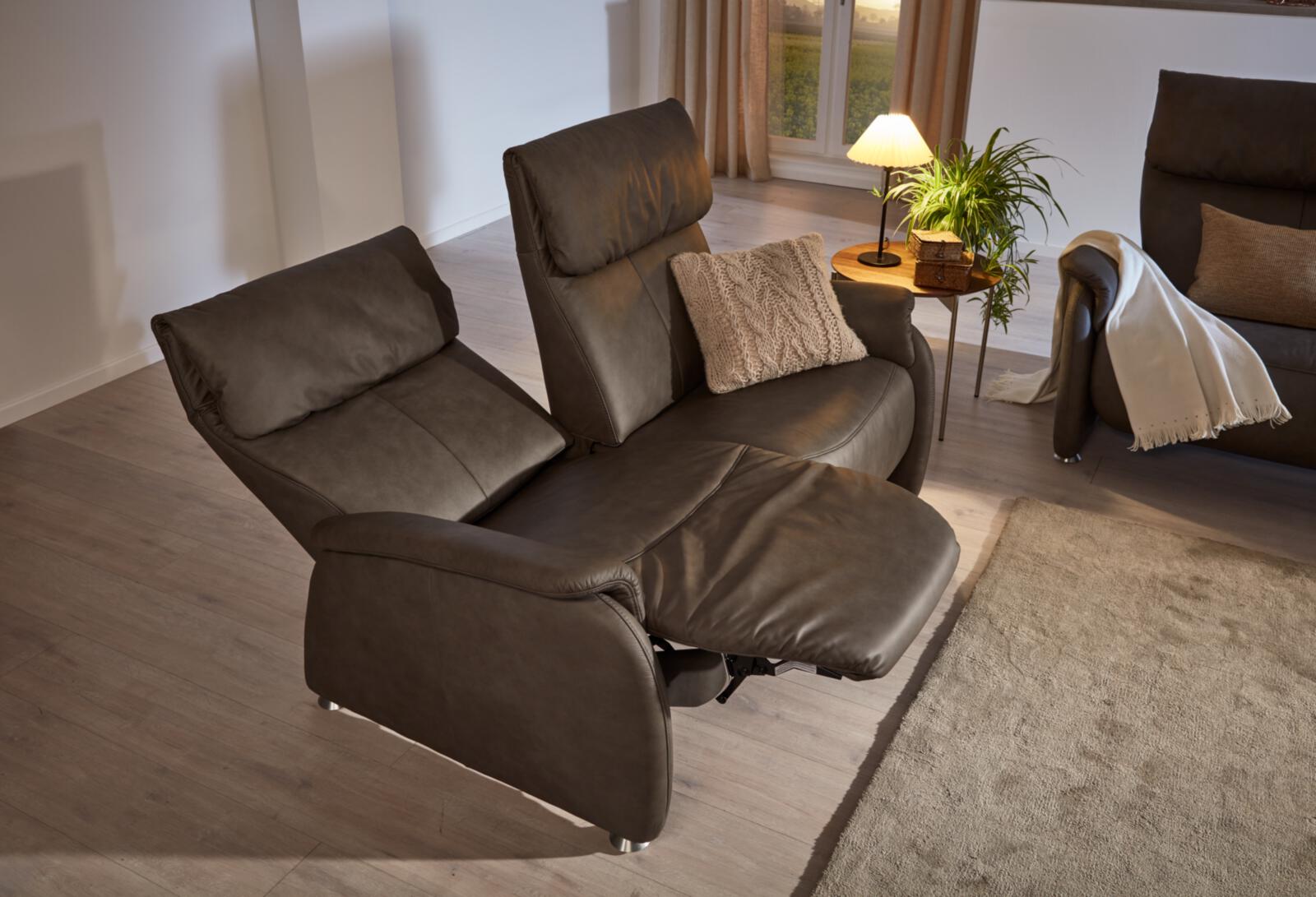 Himolla Sofa 3-Sitzer 4897 in braun, Sessel, Leichtbrauner Sessel, Wohnzimmerstuhl, Relaxsessel, Bezug Leder-/Lederlook