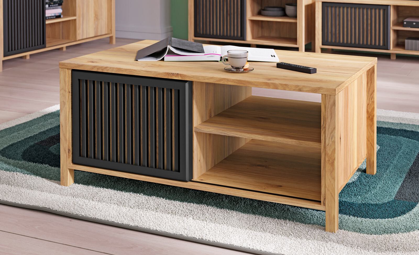 Forte Möbel Couchtisch JYTANA in Mauvella oak/Mauvella oak schwarz