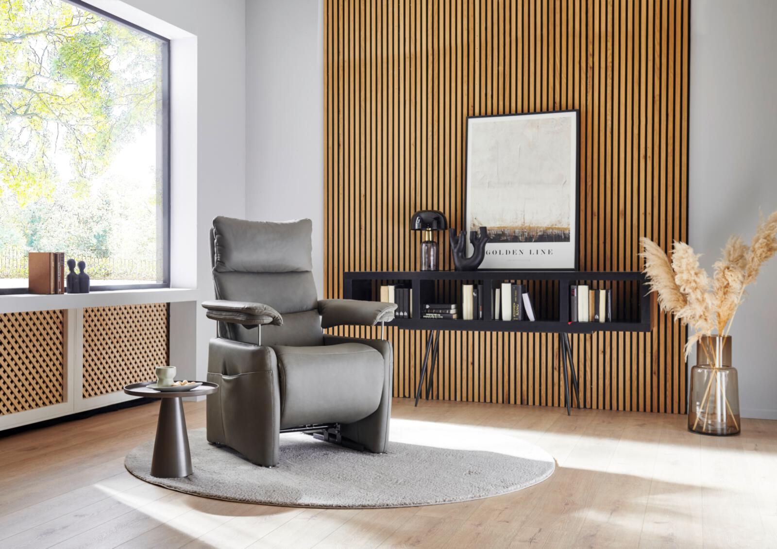 Relaxsessel TIMELESS 2.0 COMFORT RELAXX in Grau Polsteria Relaxsessel TIMELESS 2.0 COMFORT RELAXX in Leder Evita smoke