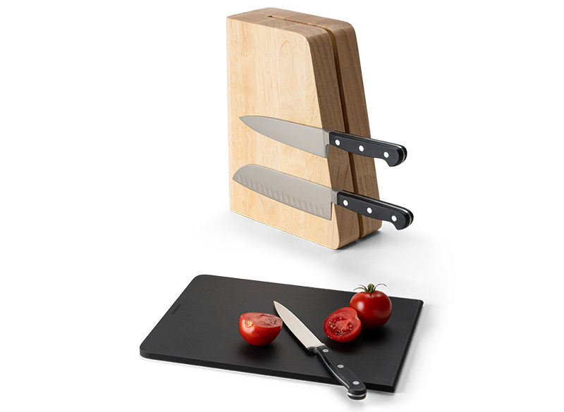 Magnetischer Messerblock in mit Duracore Schneidebrett, Holzbrett, Küchenbrett, Tomate, Küchenmesser, Schneidbrett