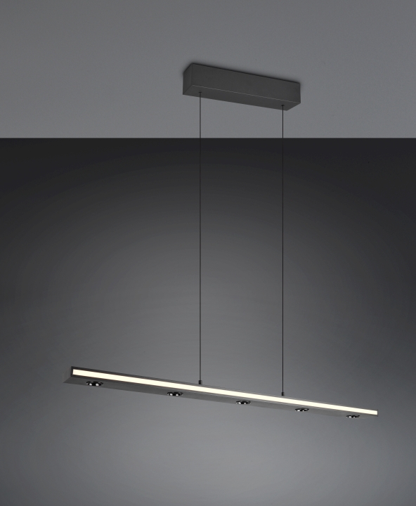 Trio LED-Pendelleuchte GRAHAM 7-flammig in Farbe schwarz matt, Kunststoff weiß Trio LED-Pendelleuchte GRAHAM 7-flammig in Farbe schwarz matt, Kunststoff weiß, Gerät, Deckenventilator, Elektrisches Gerät, Lampe