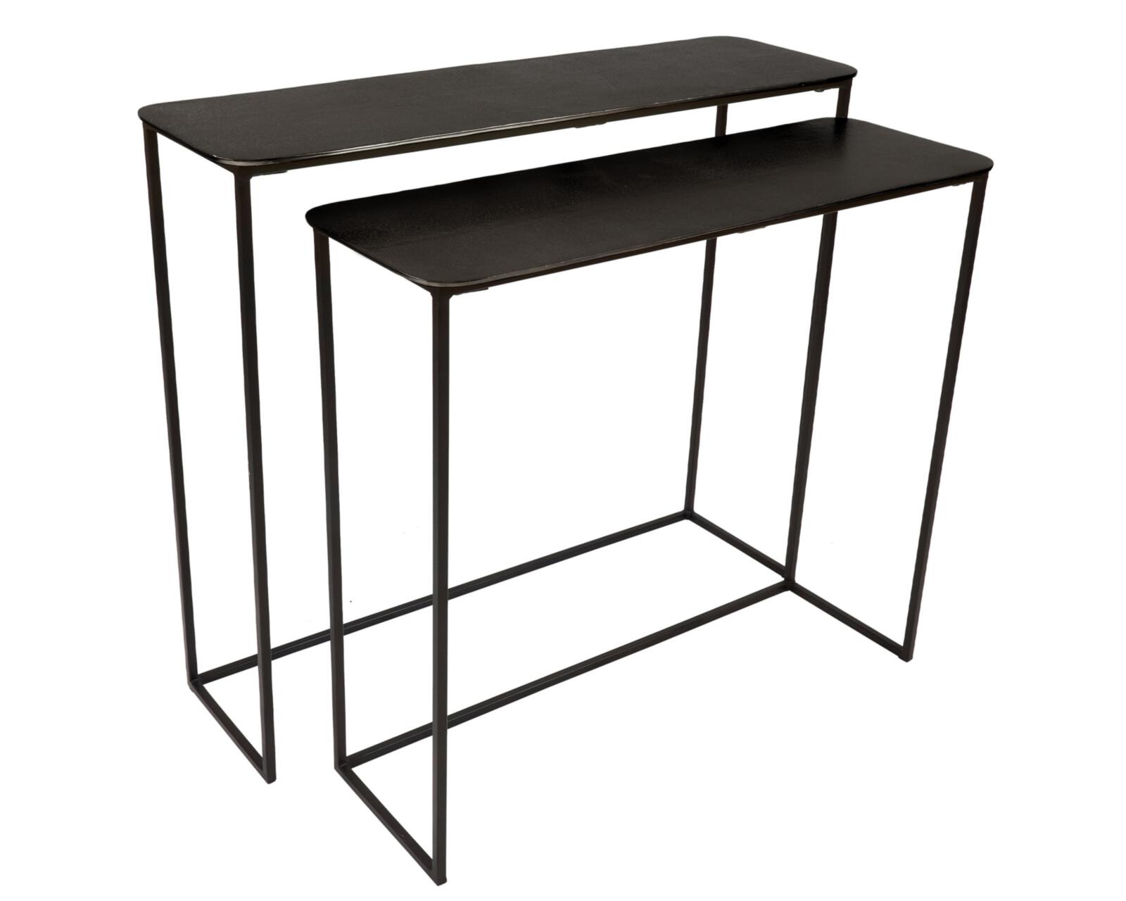 L.C. Wholesaler Konsole 80x26x70cm in Metall/Alu schwarz matt