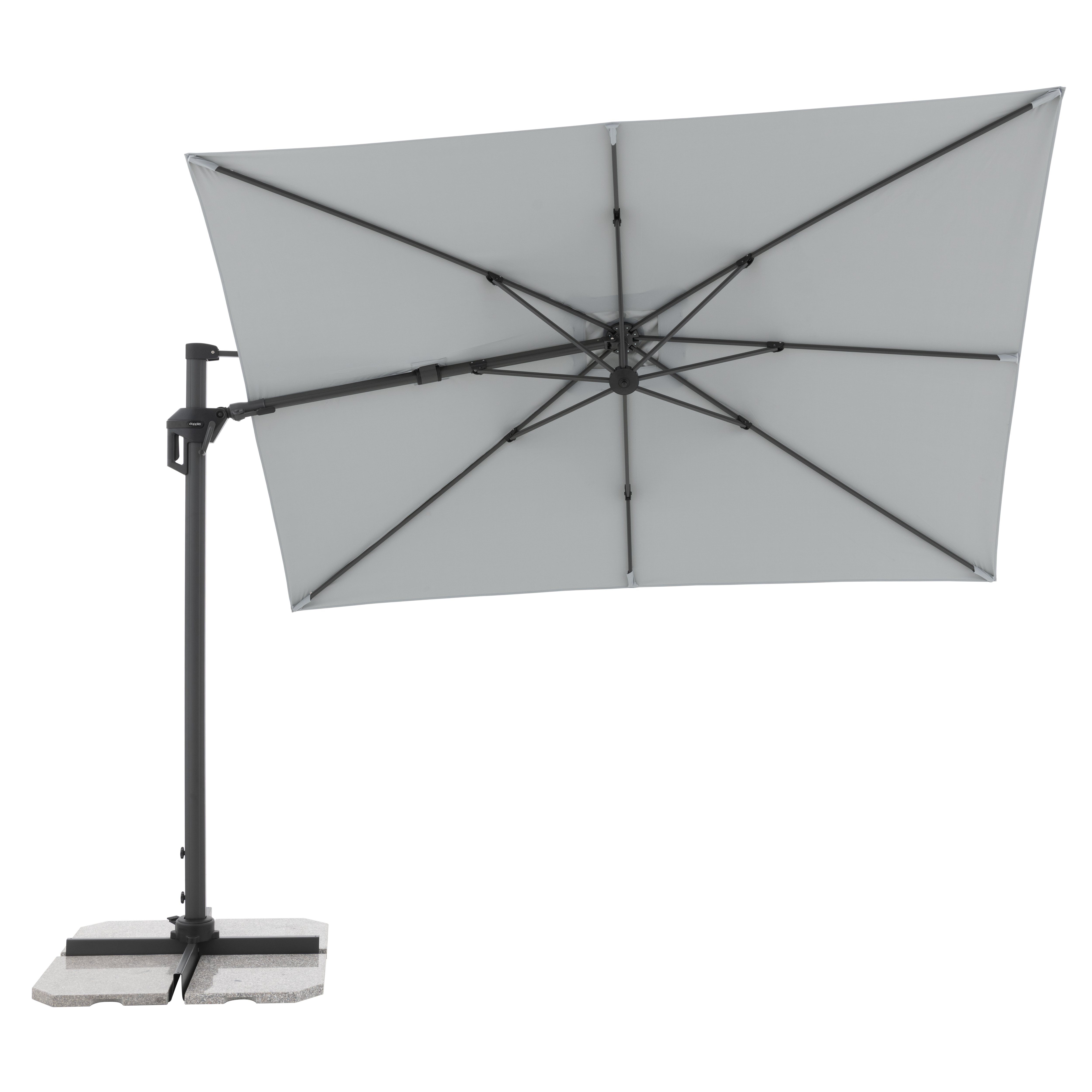 Doppler Pendelschirm ACTIVE PENDEL ca. 310x210cm in Farbe hellgrau, schirm, sonnenschirm, großer schirm, tragebasis, stützfuß