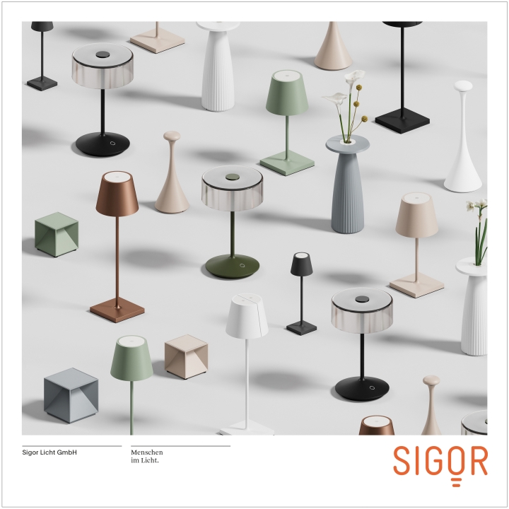 Sigor LED-Akku-Tischleuchte Nuindie in Farbe graphitgrau, dimmbar