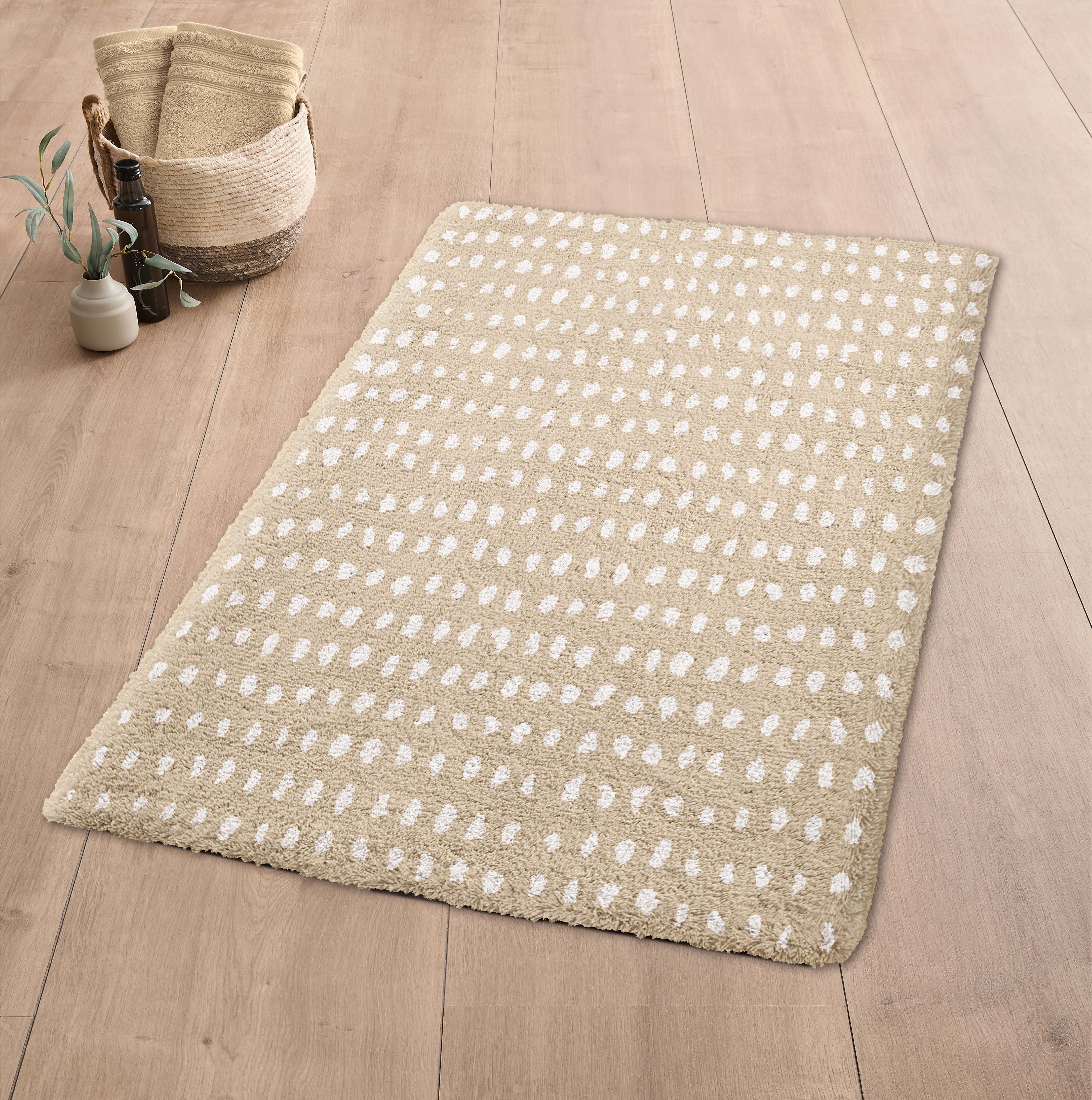 Kleine Wolke Badteppich DOTTINO ca. 60x90cm in Farbe Macadamia, Teppich, Teppichboden, Kuschelig, Nude, Punktmuster