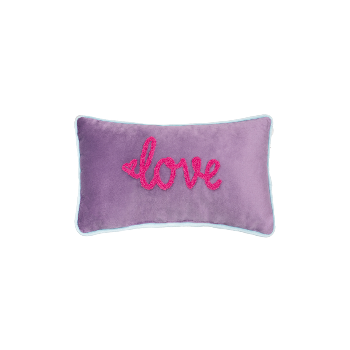 Pad Kissen PETITE ca. 18x32cm in Farbe purple, kissen, kissenbezug, lila, herzen, love-aufnäher
