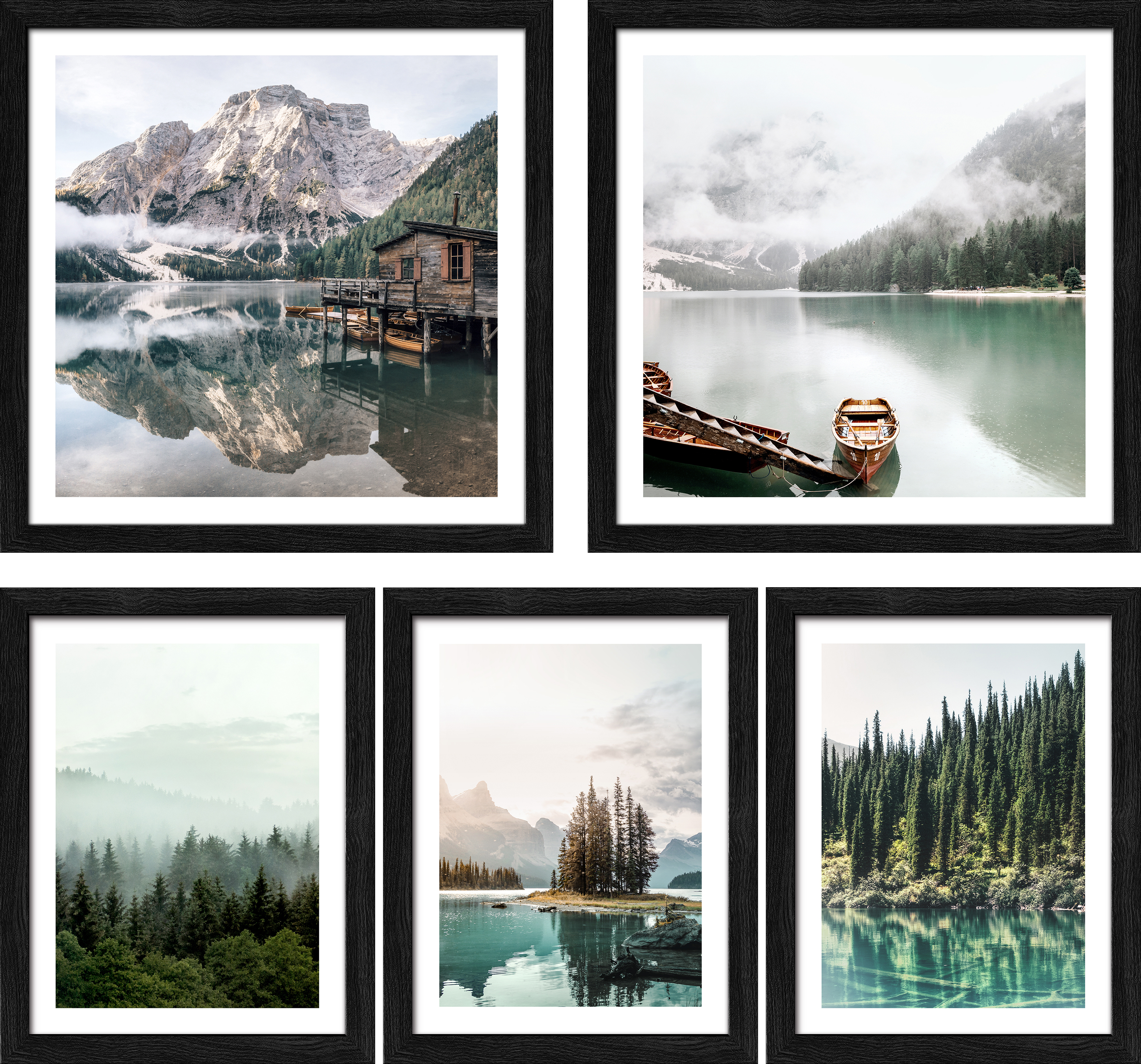 ProArt Framed-Art Slim Scandic 5-Teiler Mountain Lake