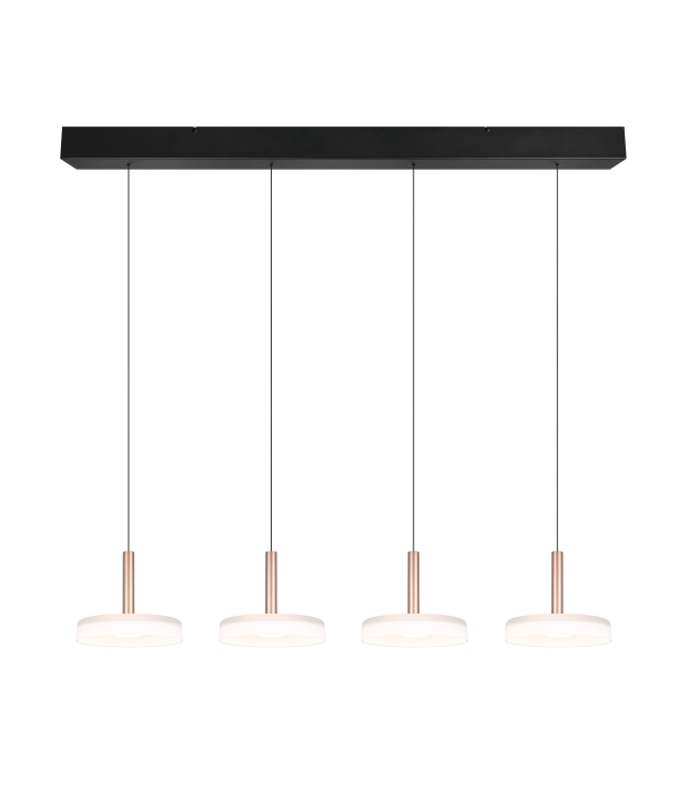 Trio LED-Pendelleuchte CELESTE 4-flammig in Farbe Coffee, Glas weiß