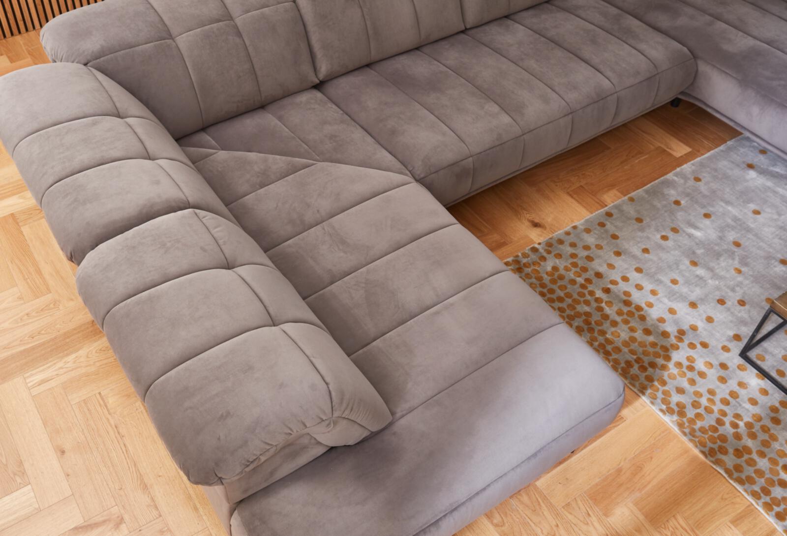 Modulmaster Wohnlandschaft MM-MP1152 ca. 383x219cm in Stoff Salsa grey, Sofa, Sofakissen, Grau, Stoff, Wohnzimmer